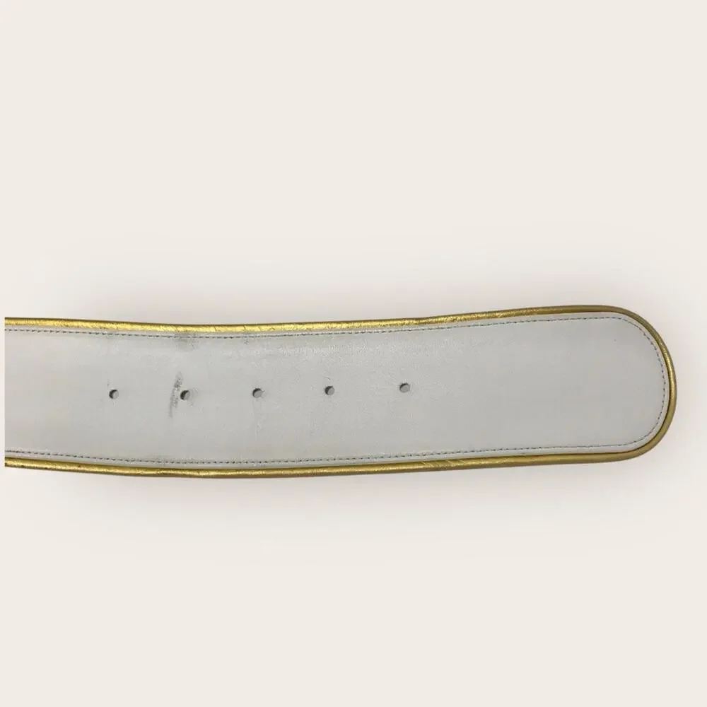 Anne Klein Leather Gold & Cream Belt Classic Wide Design